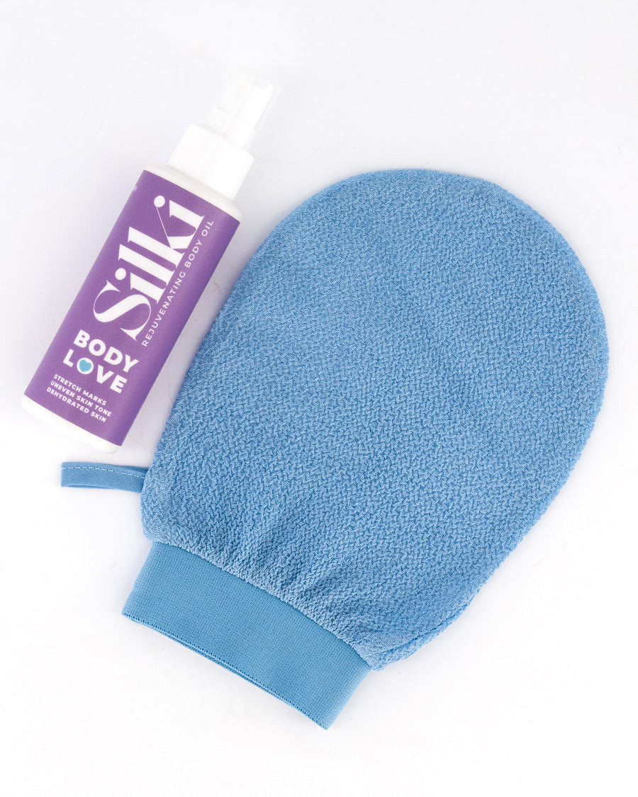 Korean Exfoliating Glove + Rejuvenating Body Oil - 100ml