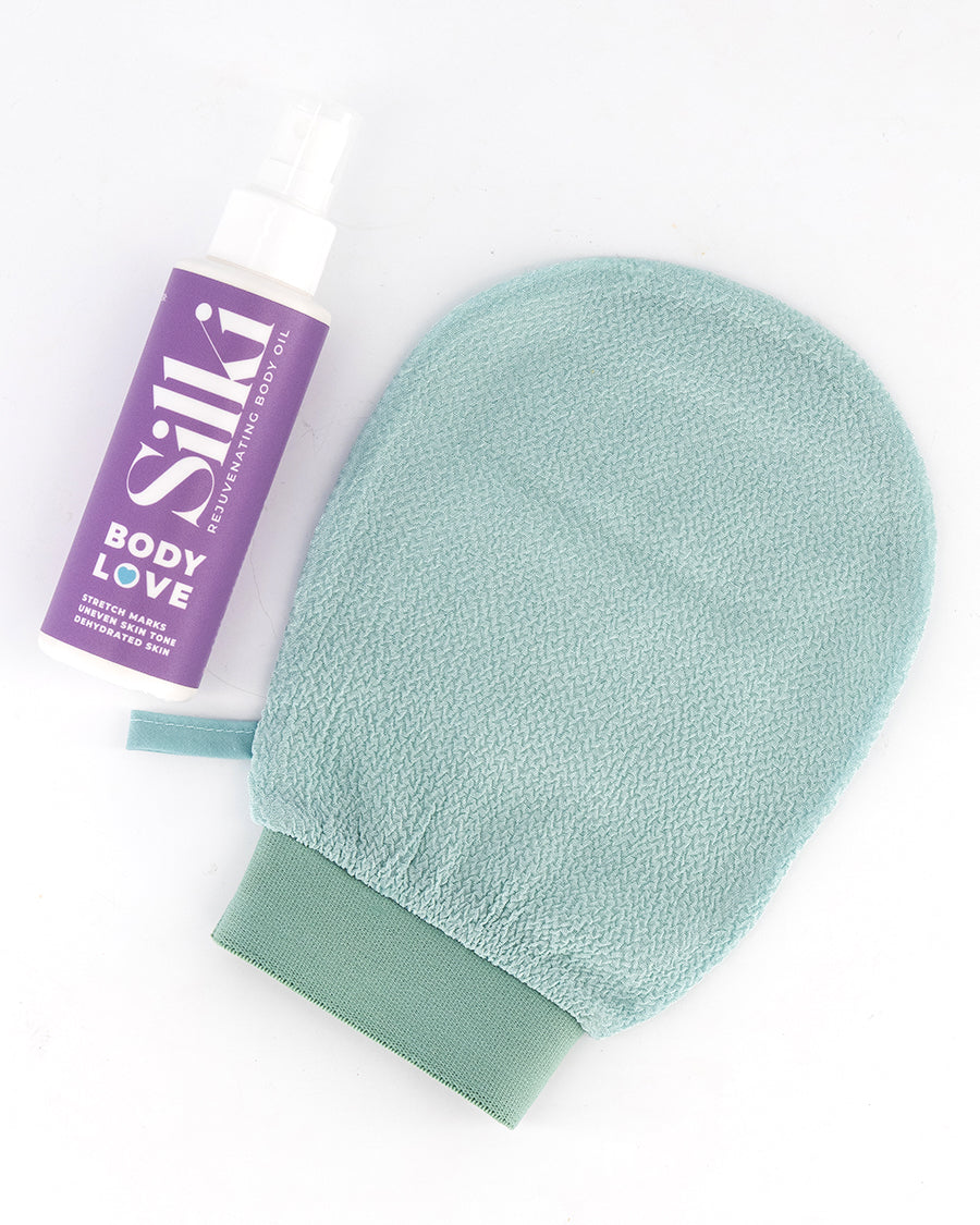 Korean Exfoliating Glove + Rejuvenating Body Oil - 100ml