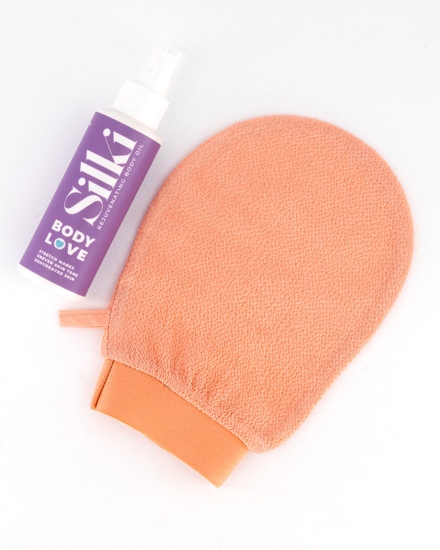 Korean Exfoliating Glove + Rejuvenating Body Oil - 100ml